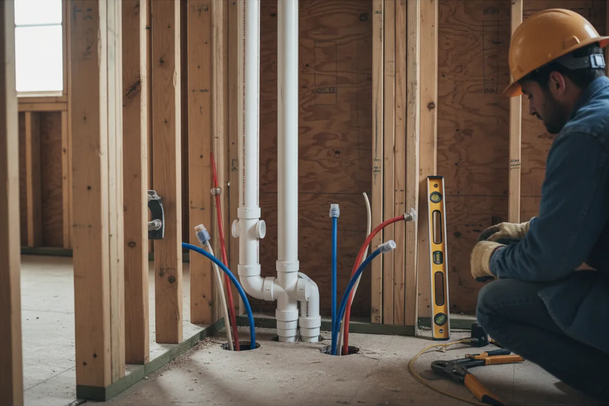 Drain and supply rough-in during Leak Detection in Peak